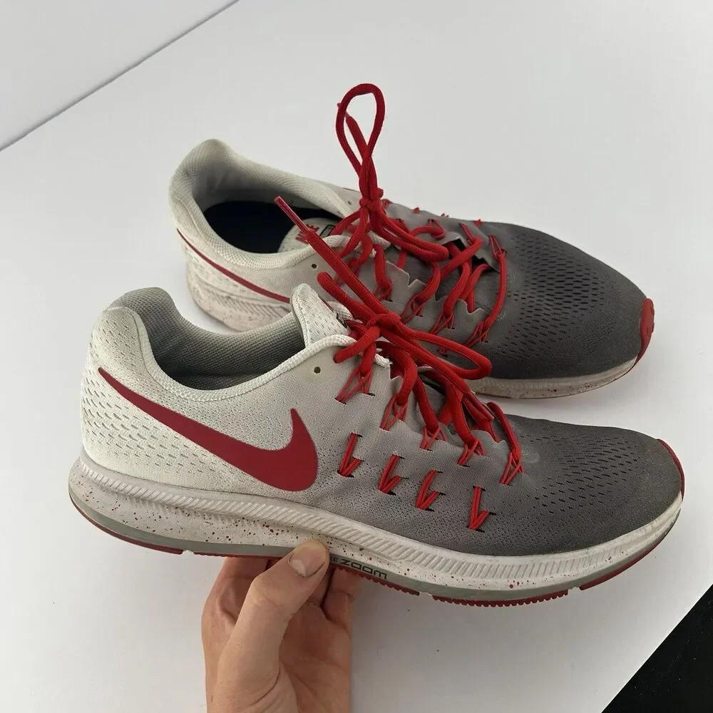 Nike Zoom Pegasus 33 Shoes Mens Size 12 Running Sneakers 831352-002 White Red